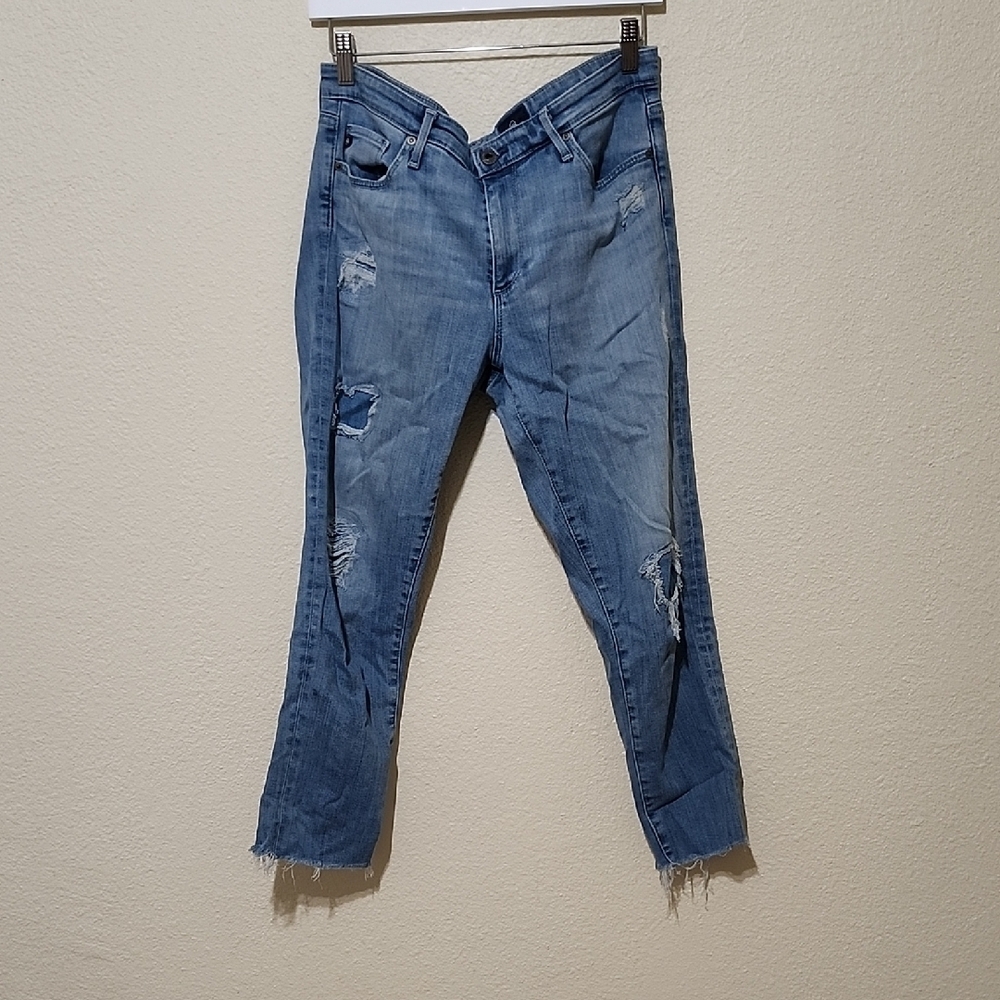 Ag Adriano Goldschmied Blue Skinny Jeans with Distressed Detailing - Picture 1 of 10